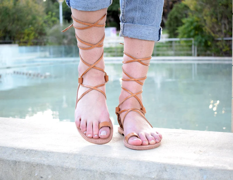 Greek leather sandals women
